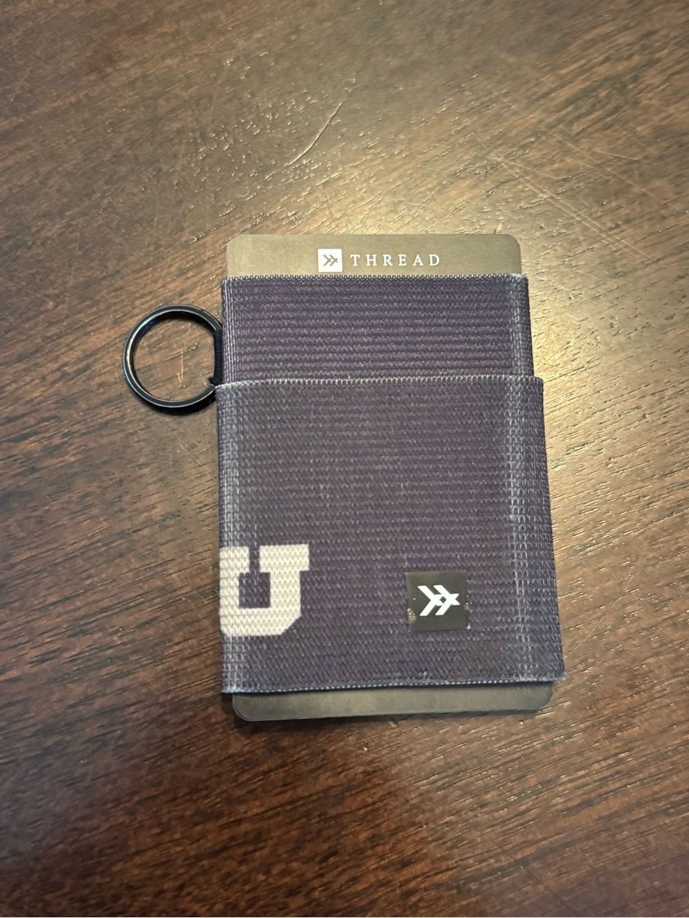 Thread Slim Card Wallet with Keyring in Dark Navy
